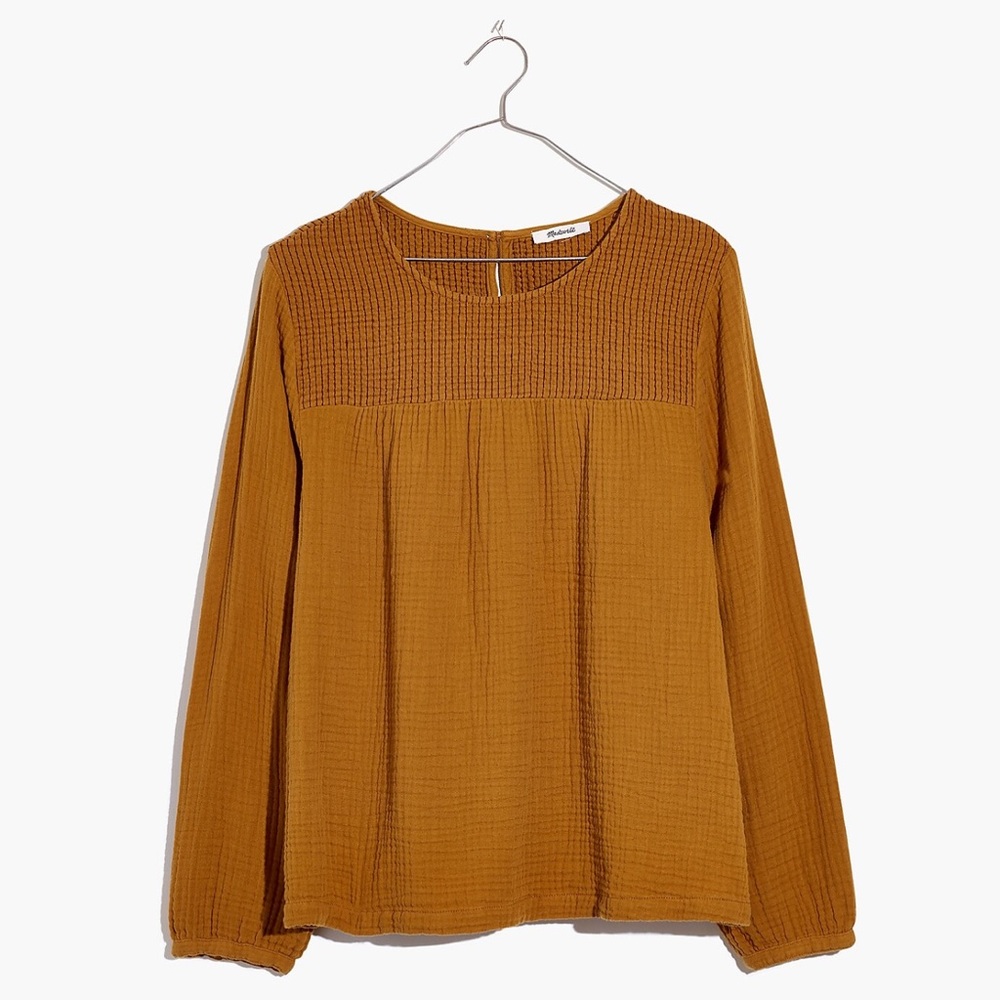 Madewell ‘Smocked Swing Top’ in Antique Gold